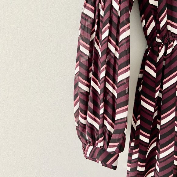 Michael Kors Maroon Chevron Midi Dress - Picture 2 of 10